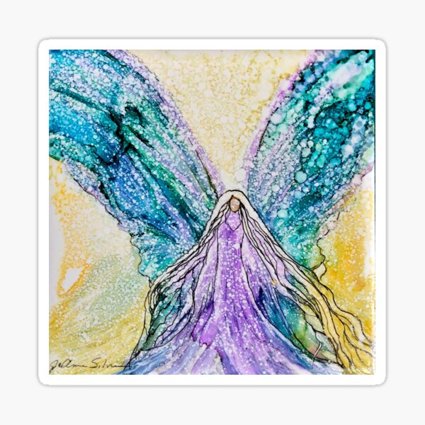Angel in a Purple and Turquoise Sticker