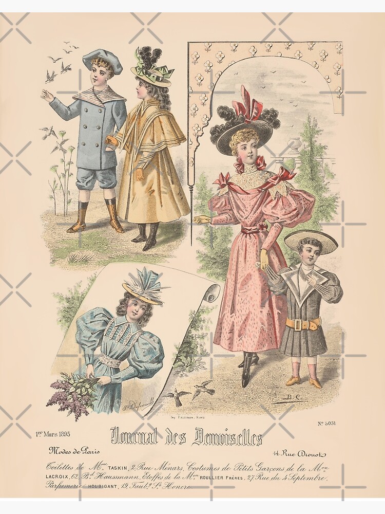 Victorian Children Poster from a 1895 Paris French Fashion Plate