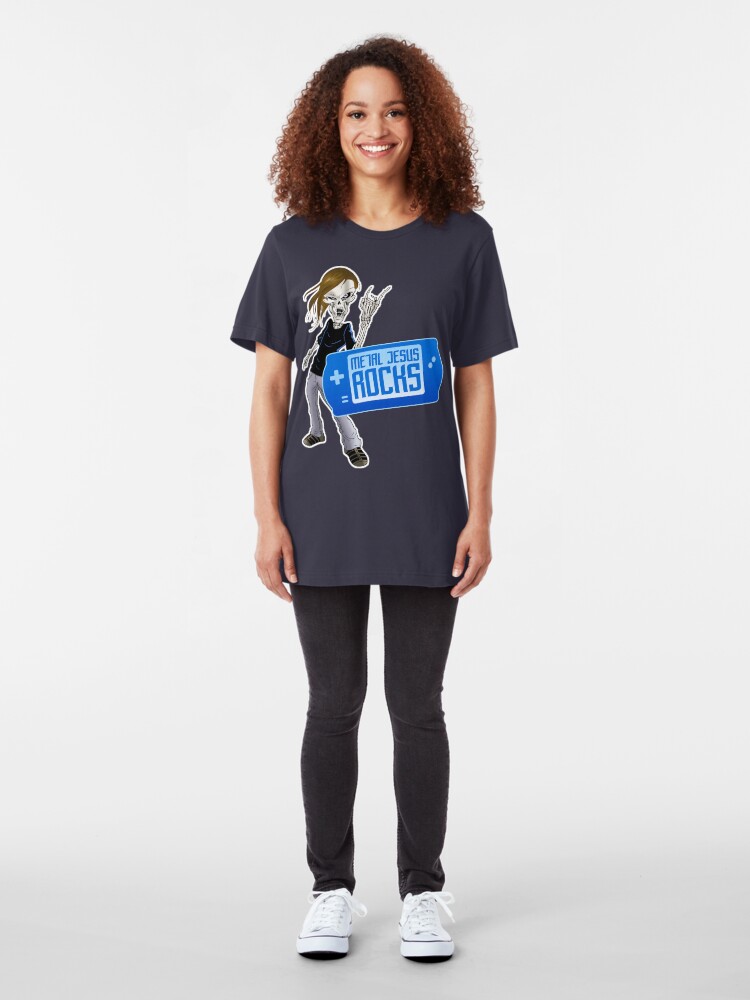 Alternate view of Metal Jesus Portable Slim Fit T-Shirt