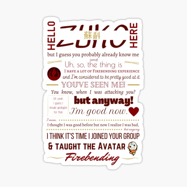 Hello, Zuko Here Sticker