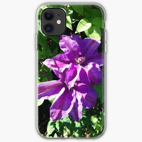 Purple clematis photograph iPhone Soft Case