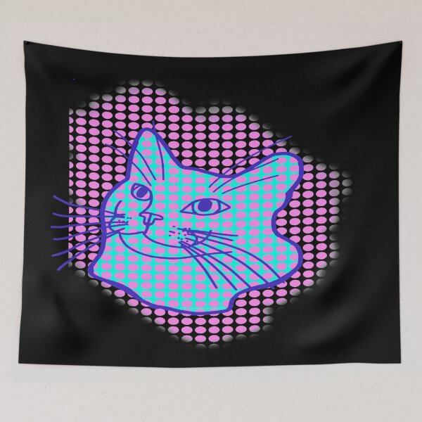 Item preview, Blue Cat Pink Polka Dots designed and sold by wildjellybeans.