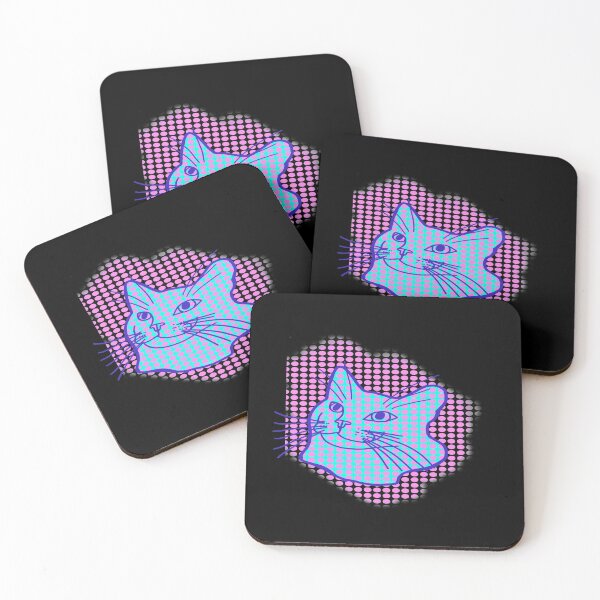 Item preview, Blue Cat Pink Polka Dots designed and sold by wildjellybeans.