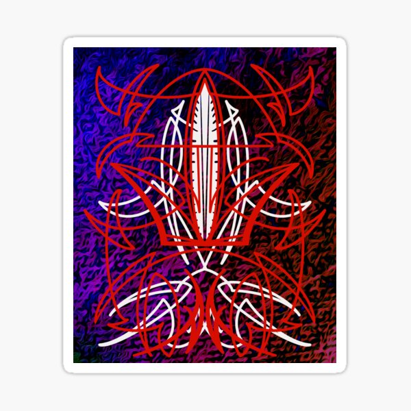 Red Over White Pinstripe On Wood Sticker