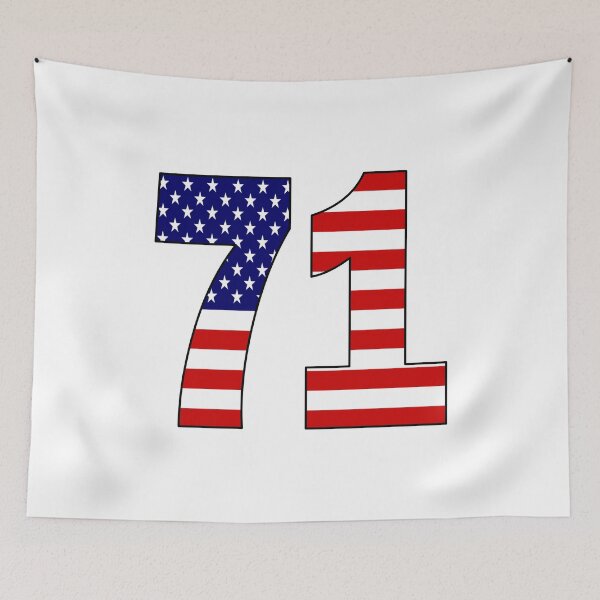 Item preview, Number 71 with USA flag on the background designed and sold by AllShirts21.