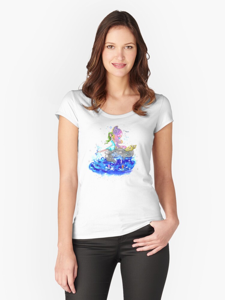Thumbnail 1 of 3, Fitted Scoop T-Shirt, Blue Sea Mist The Seaside Fairy™ designed and sold by TeelieTurner.