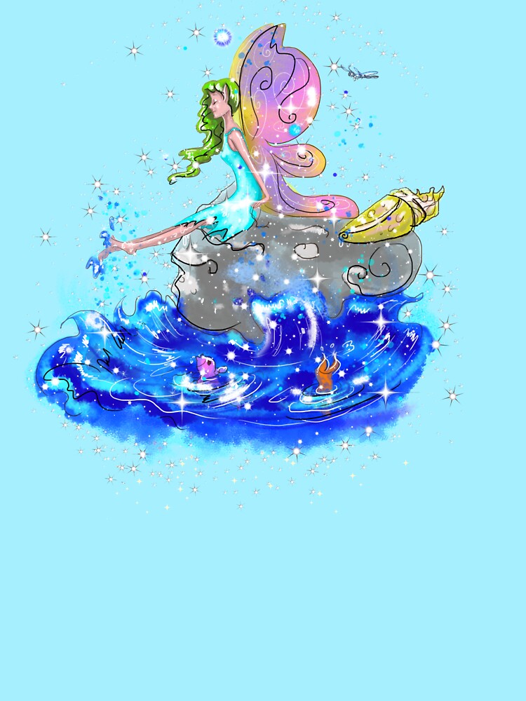 Thumbnail 3 of 3, Relaxed Fit T-Shirt, Blue Sea Mist The Seaside Fairy™ designed and sold by TeelieTurner.