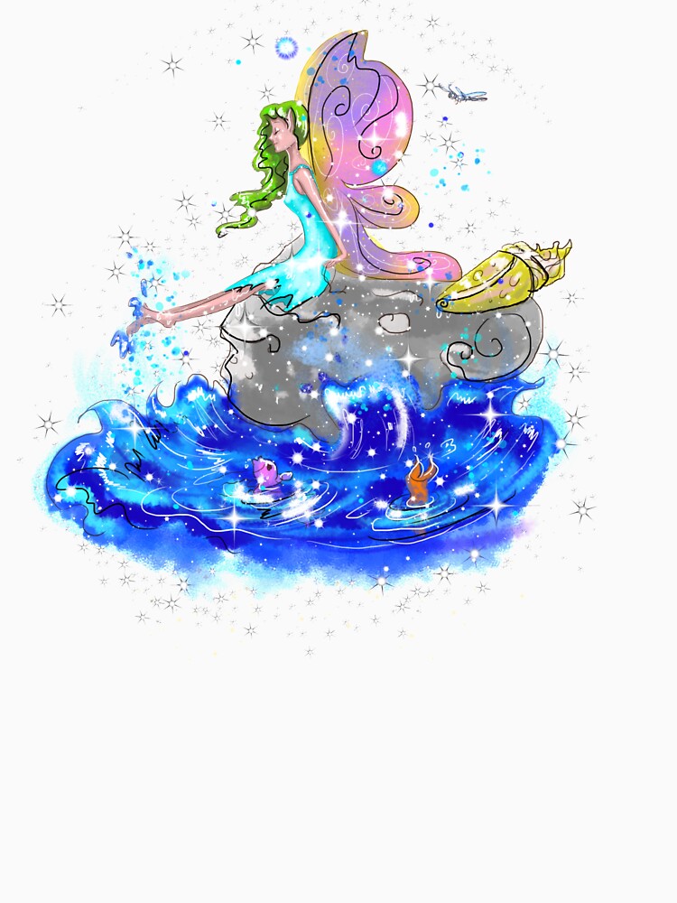 Thumbnail 3 of 3, Fitted Scoop T-Shirt, Blue Sea Mist The Seaside Fairy™ designed and sold by TeelieTurner.