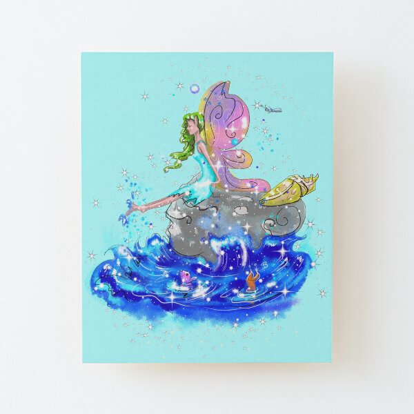 Blue Sea Mist The Seaside Fairy™ Wood Mounted Print