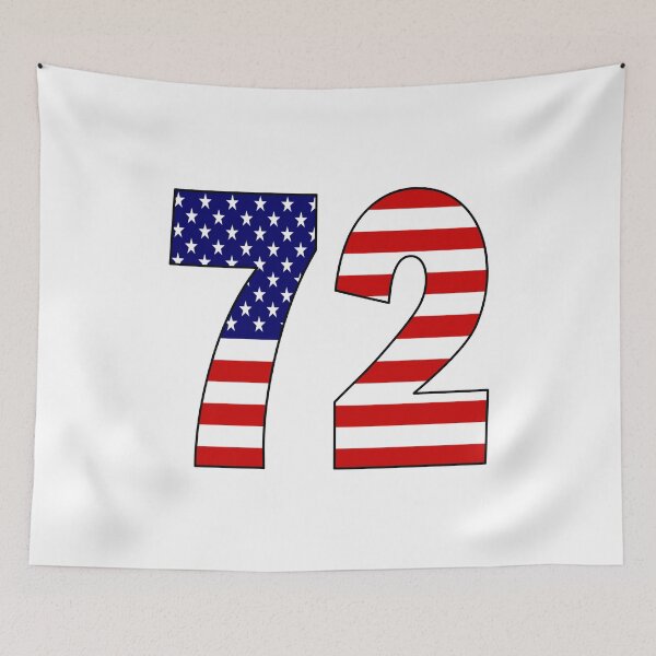 Item preview, Number 72 with USA flag on the background designed and sold by AllShirts21.