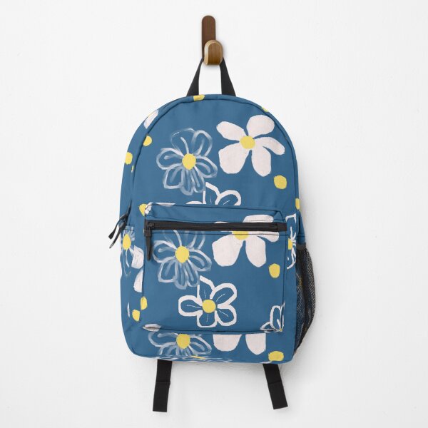 Item preview, White Daises and Yellow Polka Dots with Blue Background designed and sold by RepeatCandy.