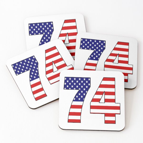 Item preview, Number 74 with USA flag on the background designed and sold by AllShirts21.