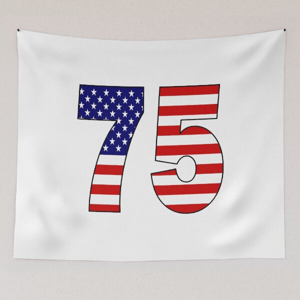 Item preview, Number 75 with USA flag on the background designed and sold by AllShirts21.