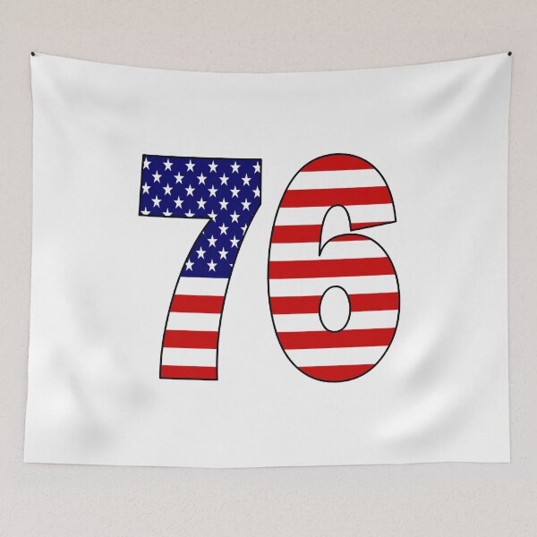 Item preview, Number 76 with USA flag on the background designed and sold by AllShirts21.