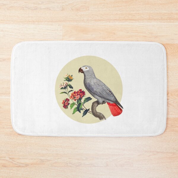Item preview, African Grey parrot and flower designed and sold by GreyhavenBirds.