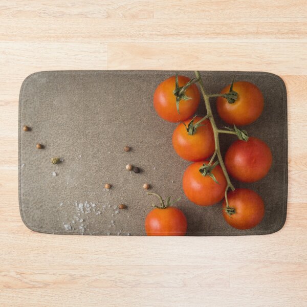 Item preview, Top view of a bunch of natural cherry tomatoes on cement background with copy space designed and sold by AnaMOMarques.