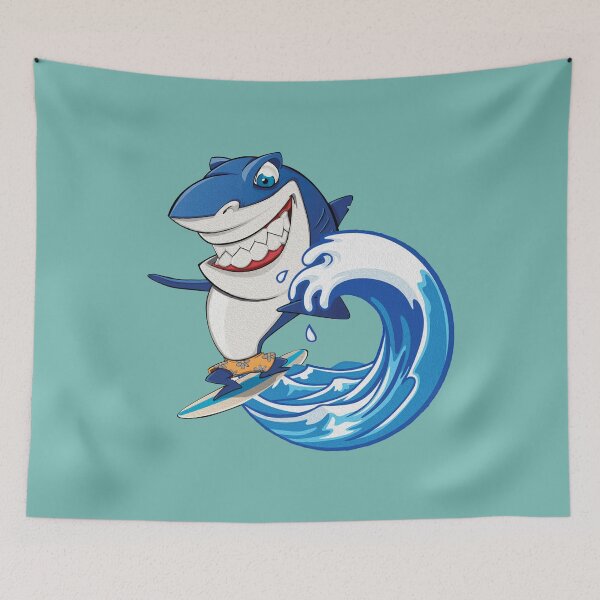 Item preview, Funny Shark week Surfing with a Surfboard in sea foam designed and sold by OdmiDesign.