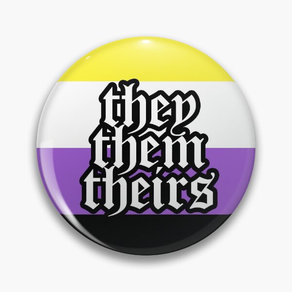 Item preview, Goth Text Pronouns - They/Them - Non-binary Pride Flag designed and sold by glittergoreart.