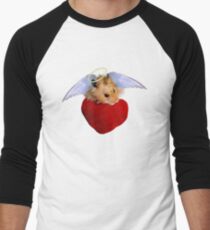 Angel Hamster with Heart Men's Baseball ¾ T-Shirt