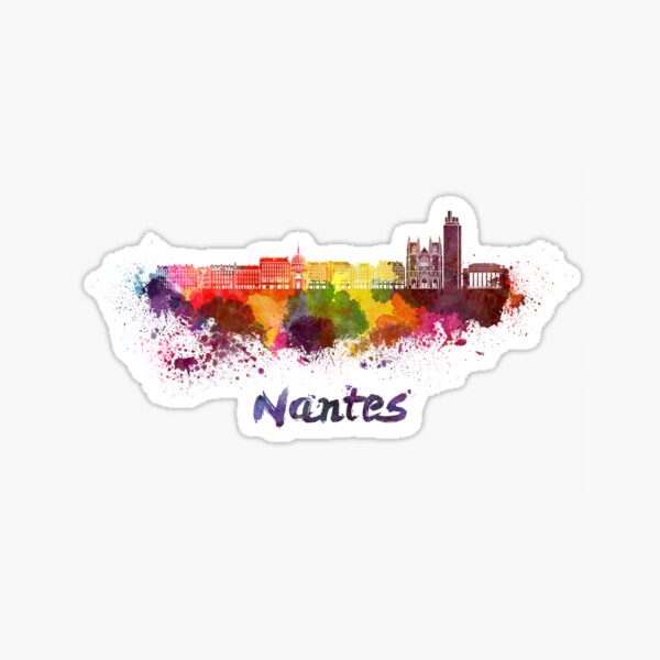 Skyline de Nantes à l'aquarelle Sticker