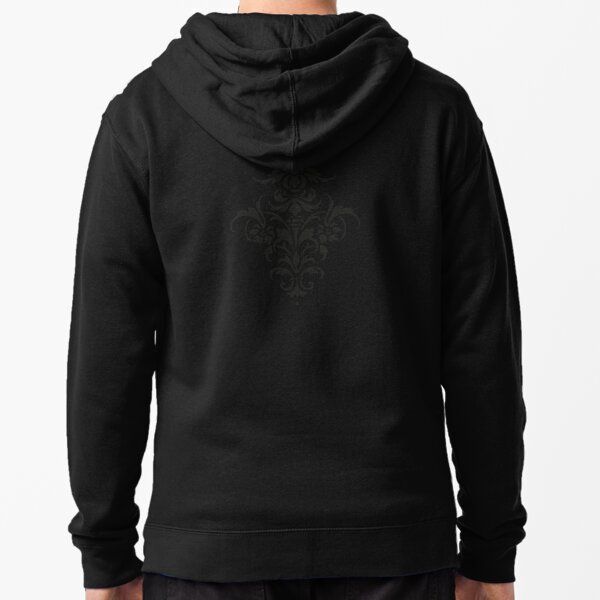 Damask Pattern | Black and White | Vintage Patterns | Monochrome | Zipped Hoodie