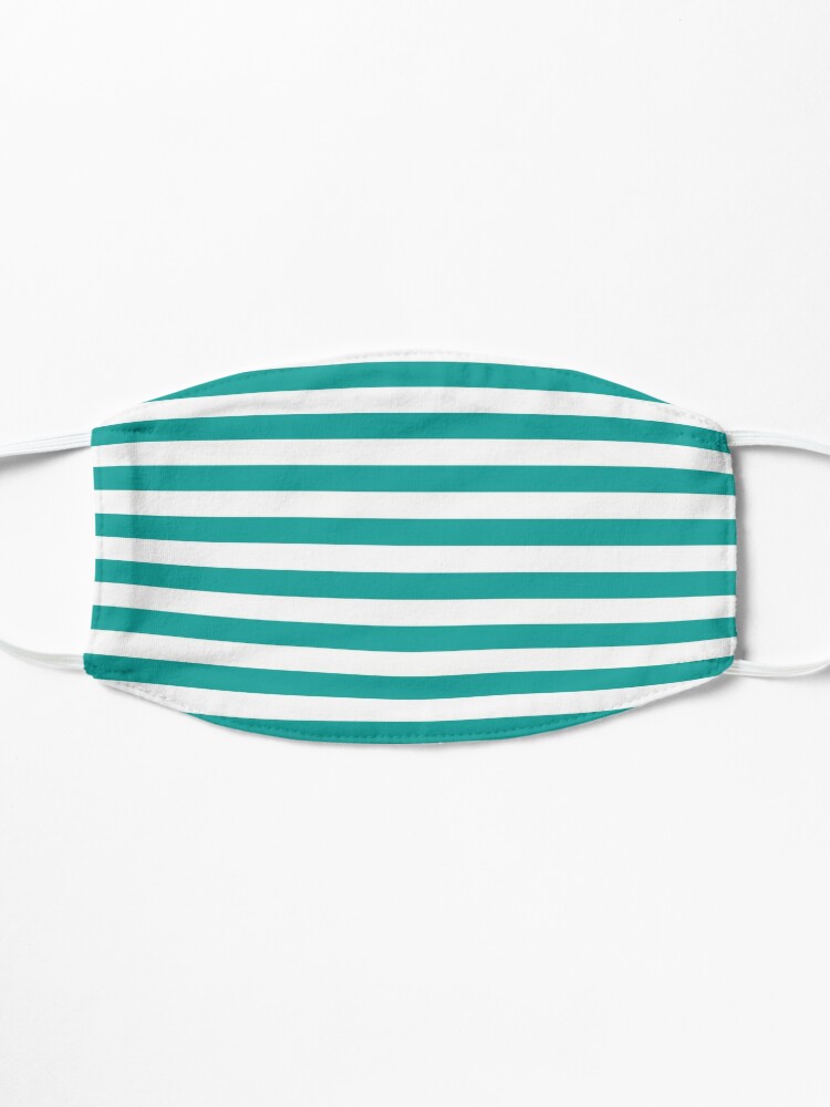 Teal and White Stripes | Stripe Patterns | Striped Patterns | Wide Stripes  | Horizontal Stripes | | Mask