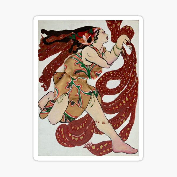 Russian dancer with scarves- 3D fabric and beads Sticker