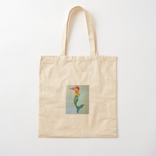 Mermaid with Red Hair Cotton Tote Bag