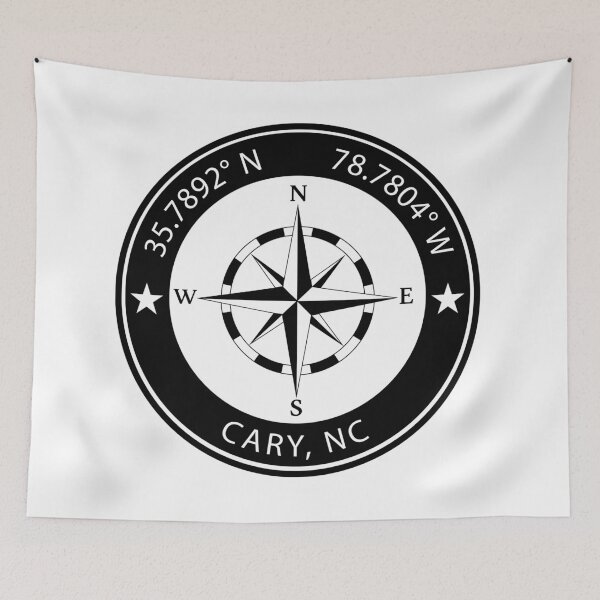 Item preview, Cary, North Carolina Geographical Coordinates designed and sold by TeeOhGraphics.