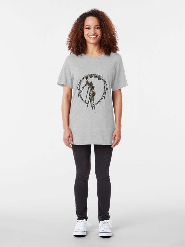Alternate view of Time Traveller Rollercoaster Design Slim Fit T-Shirt