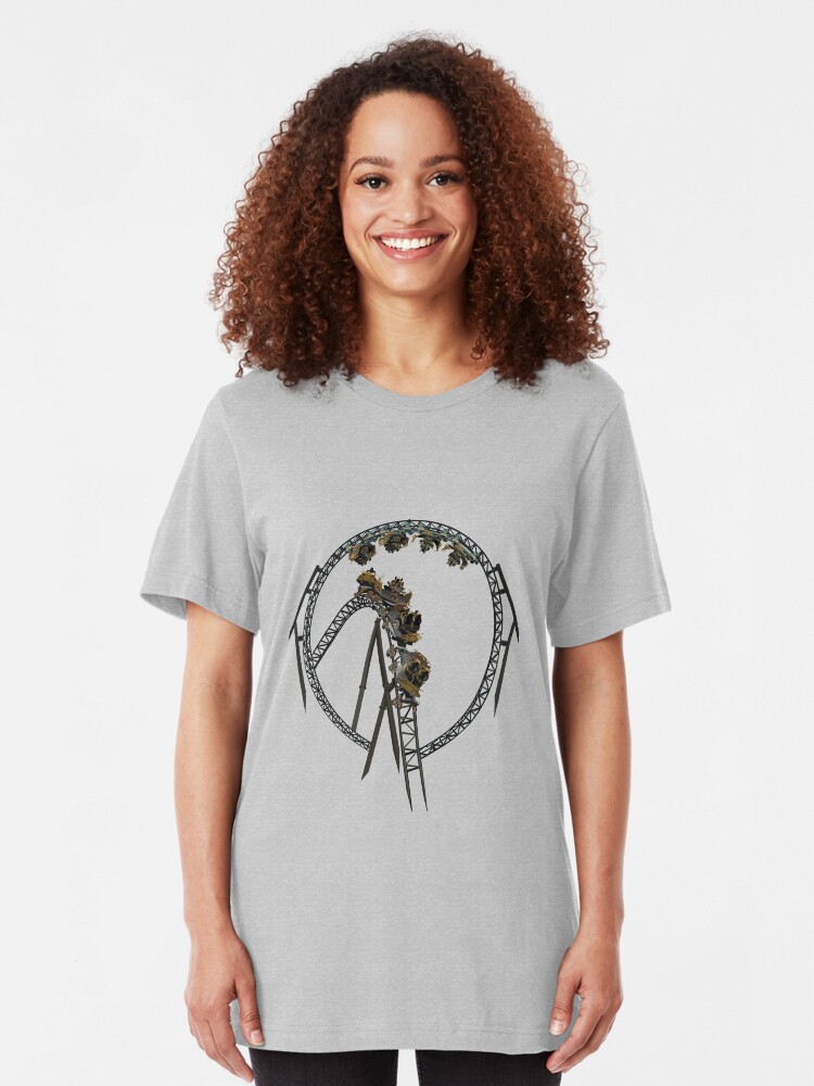 Alternate view of Time Traveller Rollercoaster Design Slim Fit T-Shirt