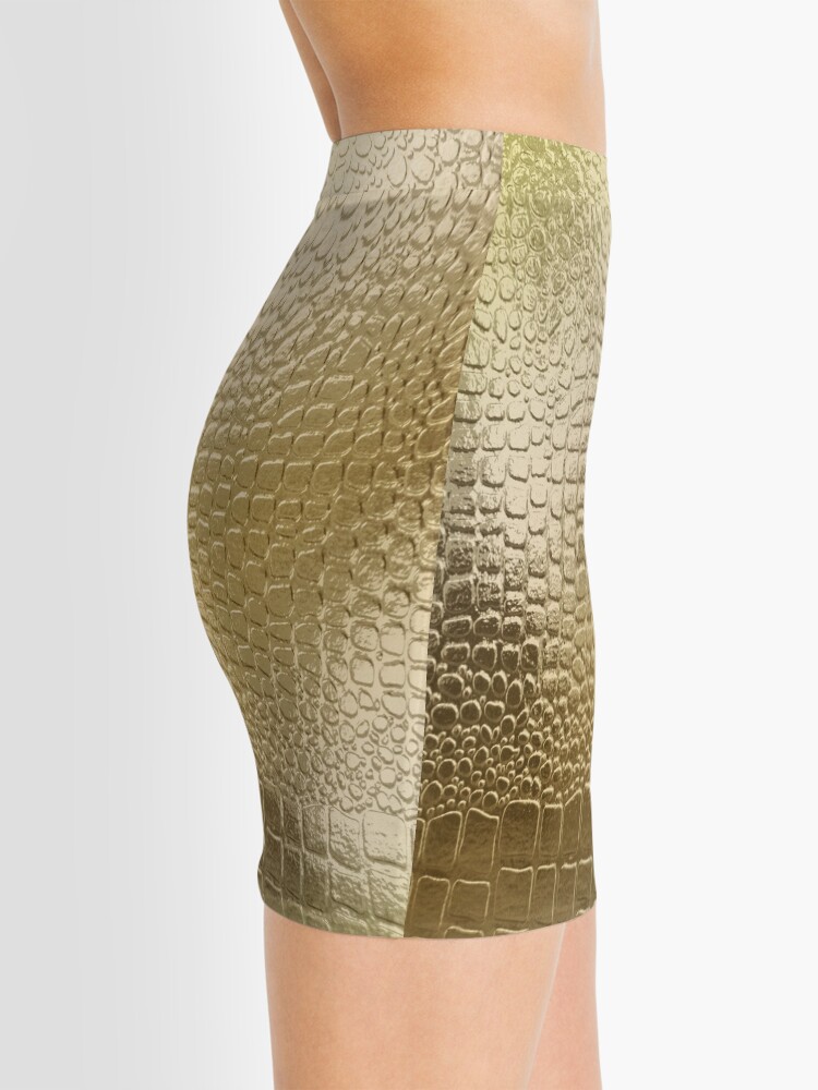 Gold Metal Snakeskin Mini Skirt