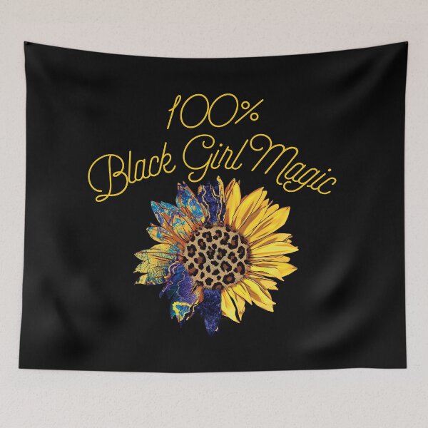 Item preview, 100% Black Girl Magic Sunflower with leopard Print and abstract paint splatter designed and sold by thekyngsqueen.