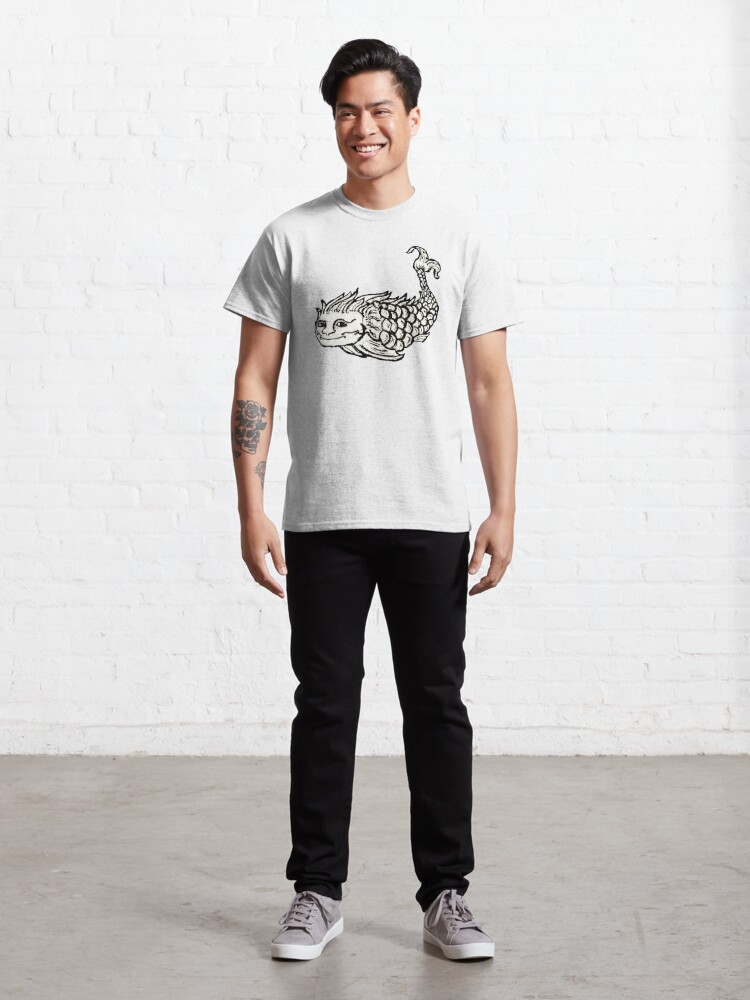 Alternate view of Happy Woodcut Style Whale, Flag of Kola Classic T-Shirt