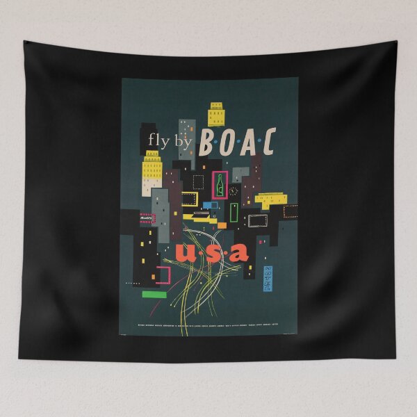Item preview, BOAC USA vintage travel poster designed and sold by stickart-marek.