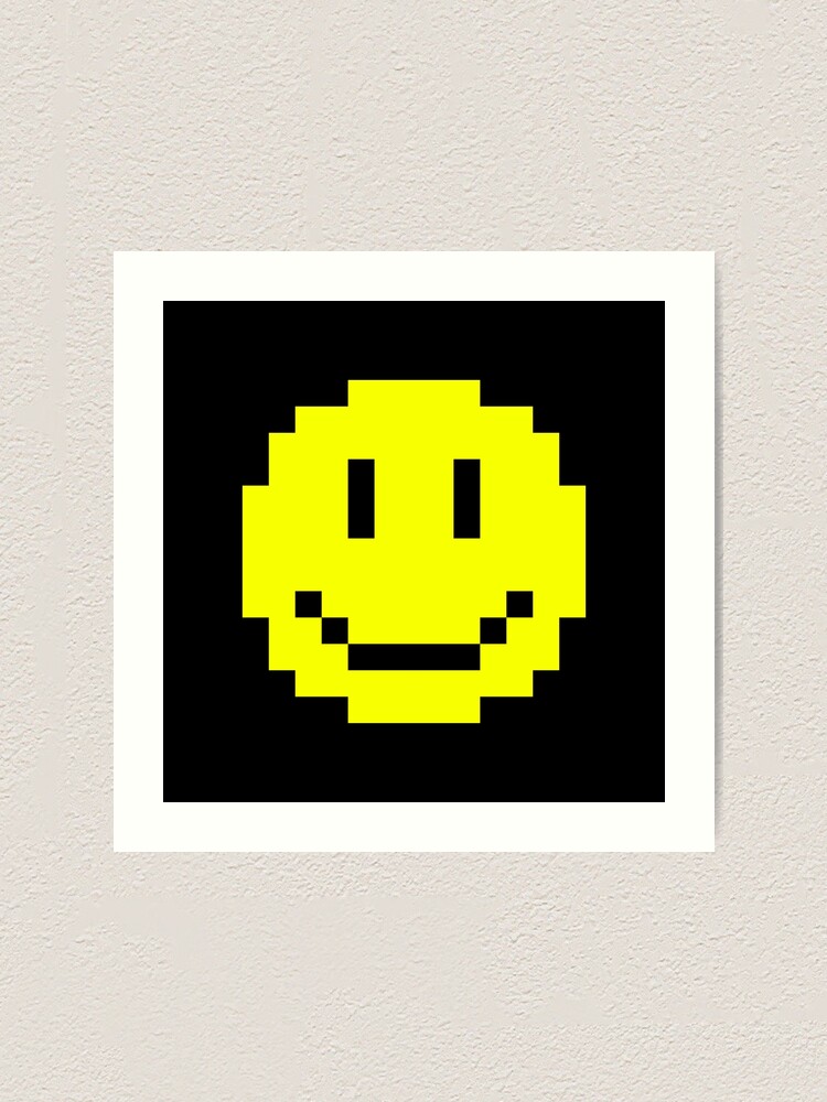 yellow pixel smiley face art print by babygirlbella redbubble yellow pixel smiley face art print by babygirlbella redbubble