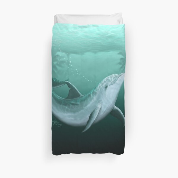 "Riversoul" by Amber Marine ~ Indian River Lagoon bottlenose dolphin art, © 2014 Duvet Cover