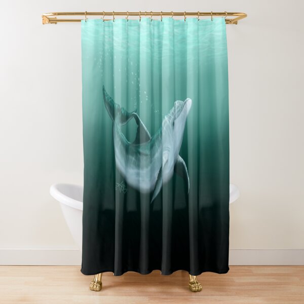 "Riversoul" by Amber Marine ~ Indian River Lagoon bottlenose dolphin art, © 2014 Shower Curtain