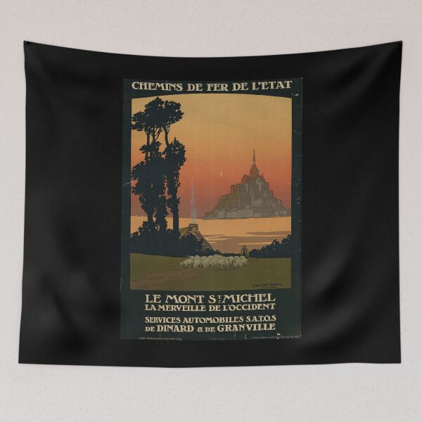 Aperçu de l'œuvre ETAT Le Mont Saint Michel affiche vintage créée et vendue par stickart-marek.