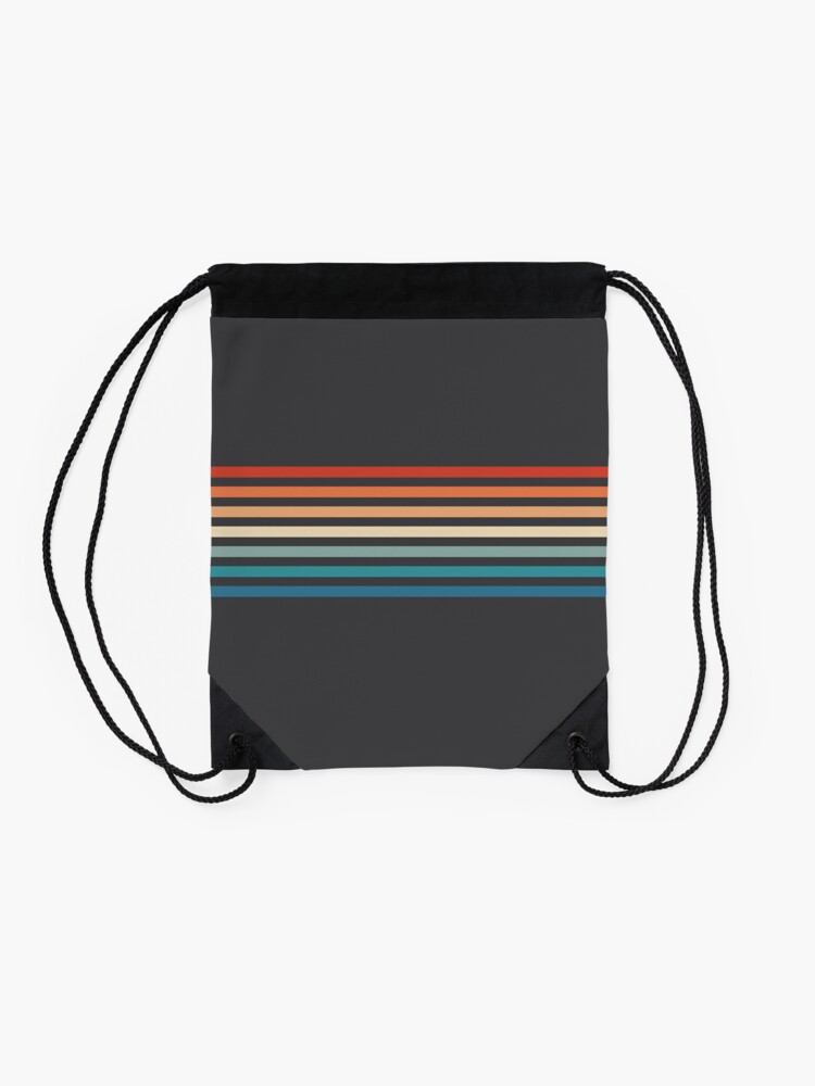 Thumbnail 2 of 3, Drawstring Bag, 70s Vintage Retro Stripes designed and sold by ind3finite.