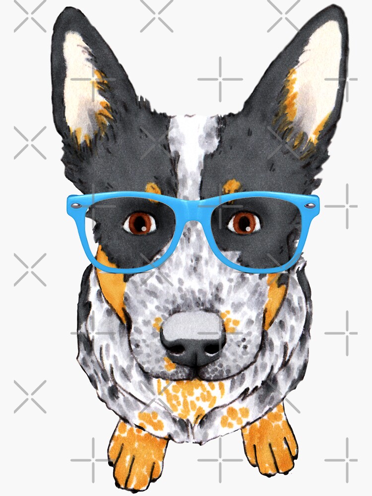 "Blue Heeler Smarty, by Artwork by AK" Sticker for Sale by artworkbyak