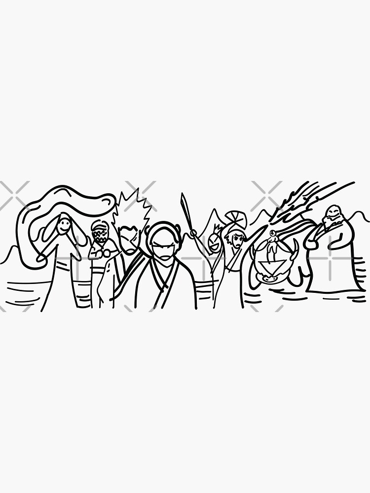 Sokka's Finale Drawing of the Avatar Gang by laughingplace55