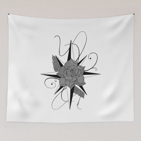 Item preview, Tattoo Style - Compass Rose Black and White designed and sold by alecoelho1.