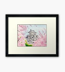 Himeji Castle , Art Watercolor Painting print by Suisai Genki Framed Print