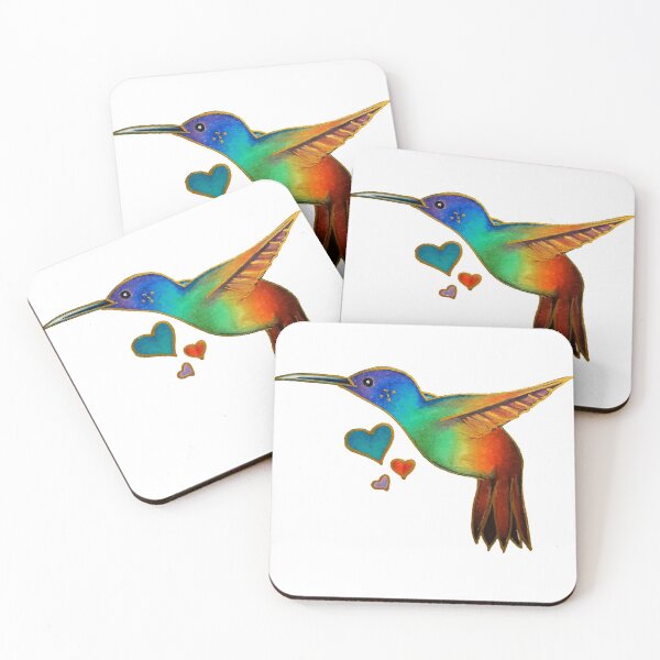 Item preview, Beautiful humming bird flying with hearts designed and sold by Adri Graterol.