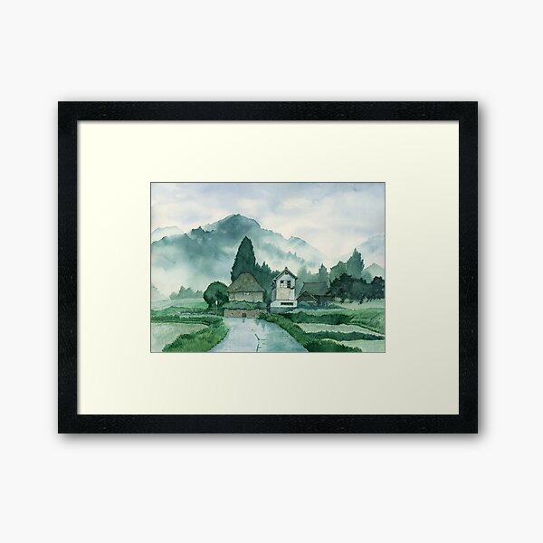 Item preview, Japanese Village , After Rain , Art Watercolor Painting print by Suisai Genki designed and sold by suisaigenki.