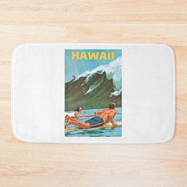 Item preview, 1960 HAWAII Big Wave Surfing Travel Poster designed and sold by retrographics.