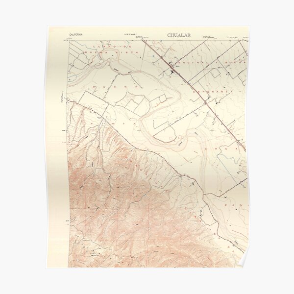"Chualar, CA from 1947 Vintage Map High Quality" Poster by