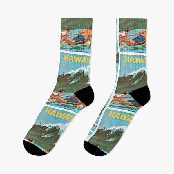 Item preview, 1960 HAWAII Big Wave Surfing Travel Poster designed and sold by retrographics.