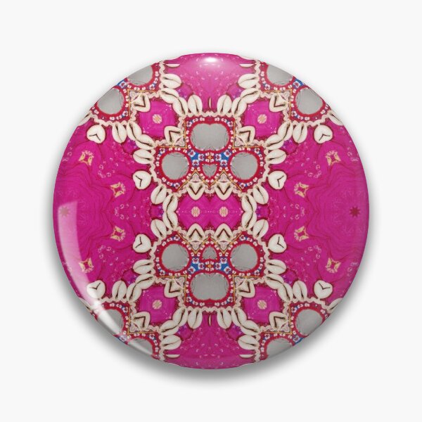 Item preview, hippie chic bohemian indian pattern seashells pink fuschia mandala designed and sold by LEILA ART SPACE.